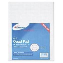 Ampad/Divi Of American Pd & Ppr Quadrille Pad with 4 Squares/Inch, 8 1/2 x 11, White 20#,50 Sheets/Pad (AMP22000)