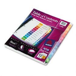 Avery-Dennison Ready Index® Contemporary Multicolor Table of Contents Dividers, 1 12, 6 Sets/Pack (AVE11196)