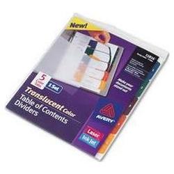 Avery-Dennison Ready Index® Translucent Multicolor Table of Contents Dividers, 5 Tab (AVE11816)