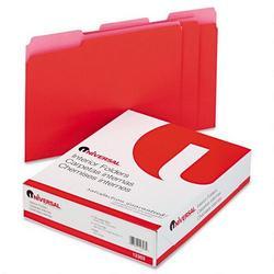 Universal Office Products Recycled Interior File Folders, Letter Size, 1/3 Cut, Red, 100/Box (UNV12303)