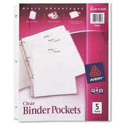 Avery-Dennison Ring Binder Polypropylene Pockets for 11 x 8 1/2 Sheets, Clear, 5/ Pack (AVE75243)