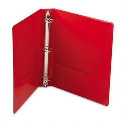 Universal Office Products Round Ring Binder, Suede Finish Vinyl, 1 1/2 Capacity, Red (UNV33403)