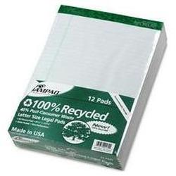 Ampad/Divi Of American Pd & Ppr Ruled Pads, 50% Recycled, Perf, 8 1/2 x 11 3/4, White, 50 Sheet Pads, 12/Pack (AMP20172)