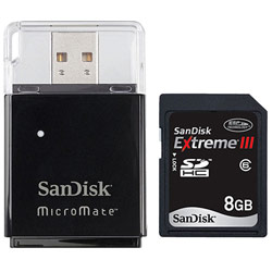 SanDisk Corporation Sandisk 8GB Extreme III SDHC Card with MicroMate Reader