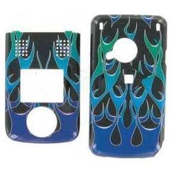 Wireless Emporium, Inc. Sanyo M1 Black w/ Blue Flame Snap-On Protector Case Faceplate