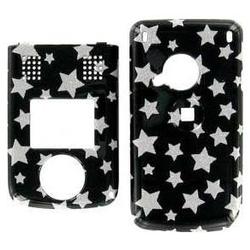 Wireless Emporium, Inc. Sanyo M1 Black w/ Glitter Stars Snap-On Protector Case Faceplate