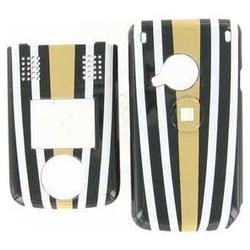 Wireless Emporium, Inc. Sanyo M1 White and Beige Stripes Snap-On Protector Case Faceplate
