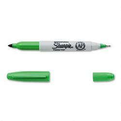 Faber Castell/Sanford Ink Company Sharpie® Twin Tip Permanent Marker, Fine 1.0mm/Ultra fine 0.3mm Tips, Green Ink (SAN32004)