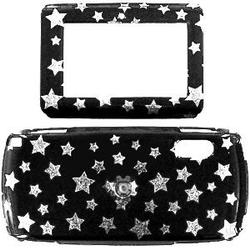 Wireless Emporium, Inc. Sidekick LX Black w/ Glitter Stars Snap-On Protector Case Faceplate
