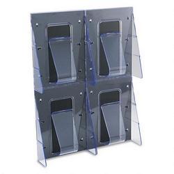 Deflecto Corporation Stand Tall® 1 Piece Literature Rack for Magazines, 4 Unbreakable Pockets, Clear (DEF56001)