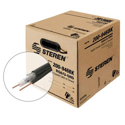 Steren Series-6 RG6/U-Single with Ground Coaxial Drop Cable - 1000ft - Black