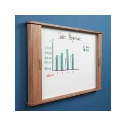 Balt Inc. Tambour Door Enclosed Dry Erase Board Cabinet, 44w x 4d x 32h, Medium Oak (BLT25010)
