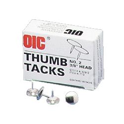 OFFICEMATE INTERNATIONAL CORP Thumb Tacks, 1/2 Point, 100/BX, Steel (OIC92914)