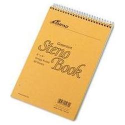 Ampad/Divi Of American Pd & Ppr Top Bound Spiral Gregg Ruled Steno Book, 6x9, 60 Greentint Sheets, Kraft Covers (AMP25270)