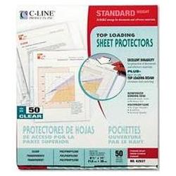 C-Line Products, Inc. Top Load Clear Poly Standard Sheet Protectors for 11 x 8 1/2 Inserts, 50/Box (CLI62037)