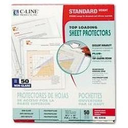 C-Line Products, Inc. Top Load Nonglare Poly Standard Sheet Protectors for 11 x 8 1/2 Inserts, 50/Box (CLI62038)