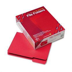 Smead Manufacturing Co. Top Tab File Folders, Double Ply Top, 1/3 Cut, Letter, Red, 100/Box (SMD12734)