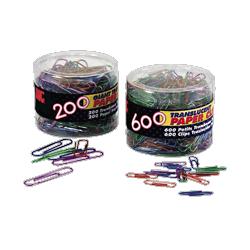 OFFICEMATE INTERNATIONAL CORP Translucent Paper Clips,Vinyl,Small,600/Tub, BE/PE/GN/RD/SR (OIC97211)
