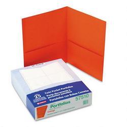 Esselte Pendaflex Corp. Twin Pocket Leatherette Grained Portfolios, Orange, 25/Box (ESS57510)