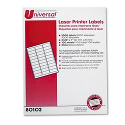 Universal Office Products Universal Office Laser Printer Label - 2.62 Width x 1 Length - Permanent - 3000 / Box - White