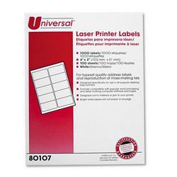 Universal Office Products Universal Office Laser Printer Label - 4 Width x 2 Length - Permanent - 1000 / Box - White