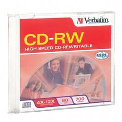VERBATIM CORPORATION Verbatim 12x CD-RW Media - 700MB - 1 Pack (95161)