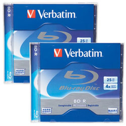 VERBATIM CORPORATION Verbatim Blu-ray Disc BD-R 25GB 4X Branded 2pk Jewel Case