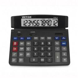 Victor Technologies Victor 1200-4 Dual Power Desktop Calculator - 12 Character(s) - LCD - Solar, Battery Powered - 7.8 x 7.5 x 0.38 - Black