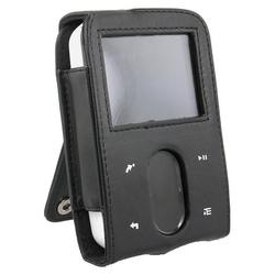 Eforcity Zen Vision M Premium Leather Case w/ Kick Stand for Creative Zen Vision M, 30 GB ONLY, Black, Eforci