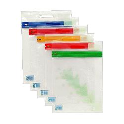 Consumer Product Importers Zippper Wallet,Transparent,Large 12 x14 , with Handle,5/Pack,Asst (CPLSSBA4A)
