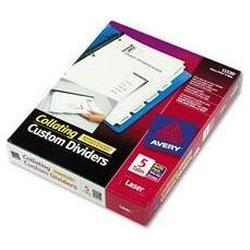 Avery-Dennison Direct Print® Dividers for High-Speed B/W Laser Printers, 5-Tab/24-Sets Pack (AVE11539)