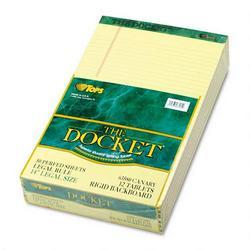 Tops Business Forms Docket® Legal Ruled Pad, 16#, Legal Size, Canary, 50 Sheets/Pad, 12/Pack (TOP63580)