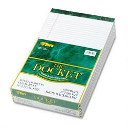 Tops Business Forms Docket® Legal Ruled Pad, 16#, Legal Size, White, 50 Sheets/Pad, 12/Pack (TOP63590)