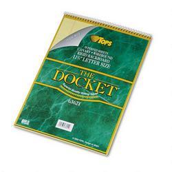 Tops Business Forms Docket® Wirebound Letter Size Legal Rule Pad with Cover, Canary, 70 Sheets/Pad (TOP63621)