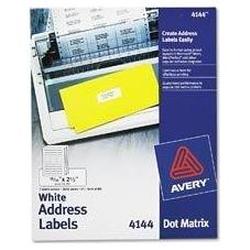 Avery-Dennison Dot Matrix Printer Labels,3 Across, 2-1/2 x15/16 ,3000/BX,WE (AVE04144)