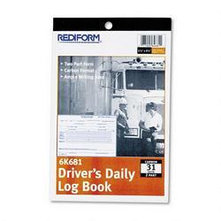 Rediform Office Products Driver's Daily Log Duplicate Book with Carbon, 5-1/2 x 7-7/8, 31 Sets per Book (RED6K681)