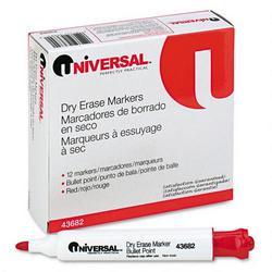 Universal Office Products Dry Erase Marker, Bullet Tip, Red Ink (UNV43682)