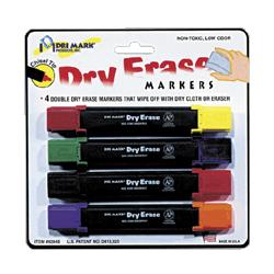 Drimark Products, Inc. Dry-Erase Markers, Double Ended, Chisel Tip, 4/Set, Assorted (DRI9284B)