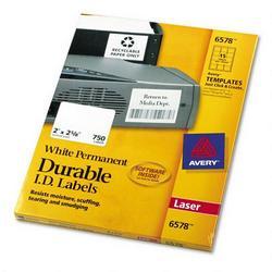 Avery-Dennison Durable ID Labels, Laser, Permanent, 2 x2-5/8 , White (AVE06578)
