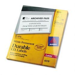 Avery-Dennison Durable ID Labels, Laser, Permanent, 5 x8-1/8 , White (AVE06579)