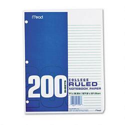 Mead Products Economical 16-lb. Filler Paper, College Ruled, 11 x 8-1/2, 200 Sheets/Pack (MEA17208)