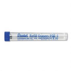 Pentel Of America Eraser Refills for Champ, Click-It™, Econo-Sharp™, Fort ®, Icy, 5/Tube (PENPDE1)