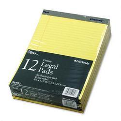 Mead Products EverReady Pads, Wide Ruled, 8-1/2 x 11-3/4, Canary, 50 Sheets/Pad, 12/Pack (MEA59130)