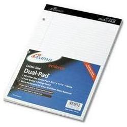Ampad/Divi Of American Pd & Ppr Evidence® White Dual Pad with Medium Rule, 8-1/2 x 11-3/4, 100 Sheets (AMP20323)