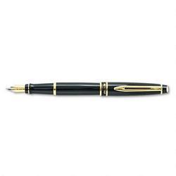 Waterman Pen/Sanford Ink Company Expert II Fountain Pen, Medium Nib, Black Lacquer/Gold, Blue Ink (WAT10021M)
