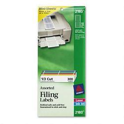 Avery-Dennison Filing Labels, Permanent, 300 Ct, 2/3 x3-7/16 , Assorted (AVE02180)