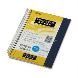 Mead Products Five-Star Single-Subject 2-Pocket Wirebound Notebook, 7 x 5 Size, 100 Sheets (MEA45484)