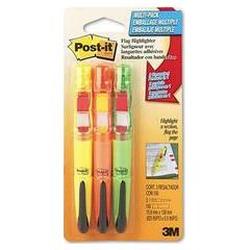 3M Flag Pen and Highlighters, Flag Refill Pads, Assorted Highlighters, 3 per Pack (MMM689HL3FL)