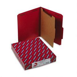 Smead Manufacturing Co. Four-Section Pressboard Classification Folders, Letter, Bright Red, 10/Box (SMD13731)
