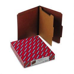 Smead Manufacturing Co. Four-Section Pressboard Classification Folders, Letter, Self Tab, Red, 10/Box (SMD13775)